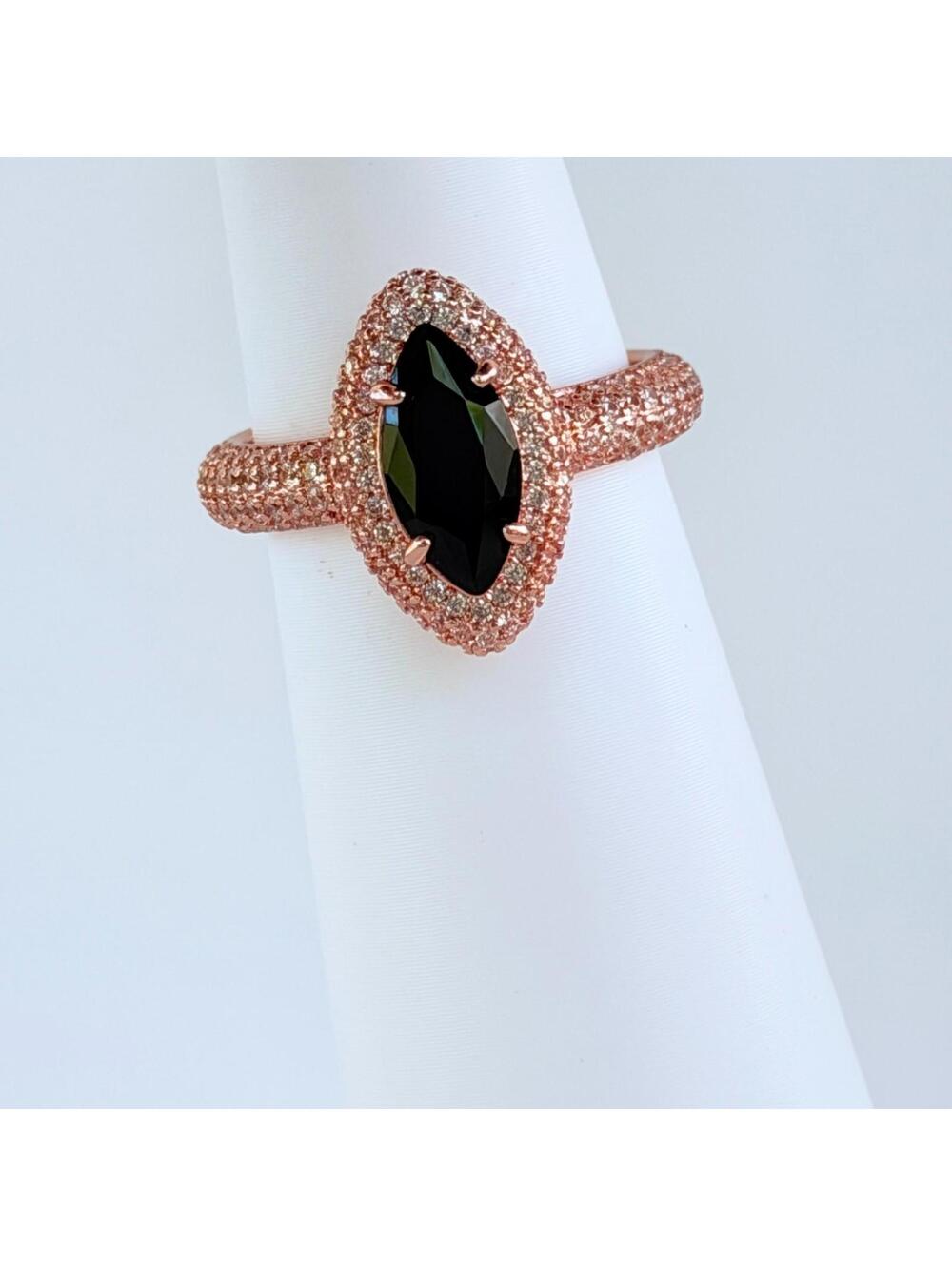 Bomb Party Ring Sz 8 "My Forever Date" Black Onyx on Rose Gold BORG